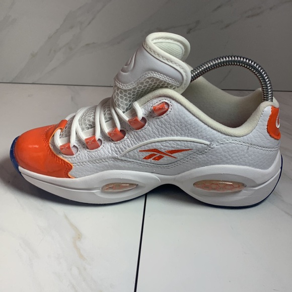 REebok Question Low Patent Orange GS FY2344 White Vivid Orange Size 5 - Picture 7 of 11